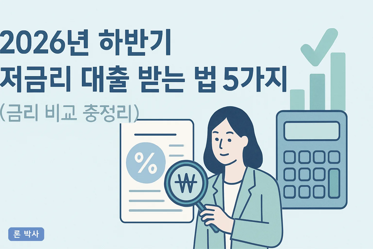 2026년 하반기 저금리 대출 받는 법 5가지 (금리 비교 총정리)